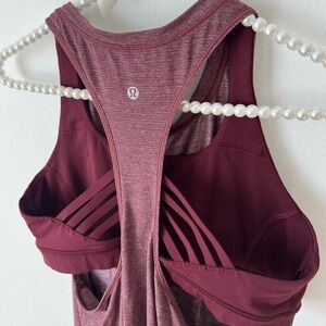 Lululemon Racerback heather Bordeaux Merlot Built in Bra Tank Top 10